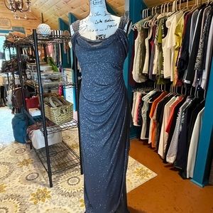 Gunmetal gray evening gown